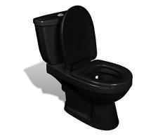 vidaXL Stand Toilette/WC Bodenstehend Keramik Schwarz