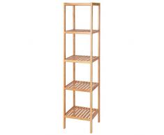 dibea RG00145 Schuhregal, Badregal, Standregal, Bambusregal, 5 Fächer, natur