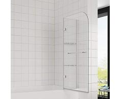 Elegant 90x120 cm(BxH) Badewannenaufsatz Duschabtrennung, 2-teilig faltbar Duschwand für Badewanne mit Handtuchhalter