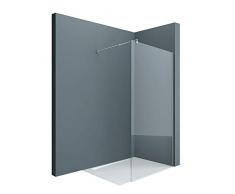 doporro Luxus Duschwand Duschabtrennung Bremen2K 100x200 Walk-In Dusche mit Stabilisator aus Echtglas 10mm ESG-Sicherheitsglas Klarglas inkl. Nanobeschichtung