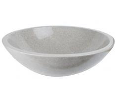 Waschbecken Waschschale Material 100% Naturstein, Aufsatzwaschbecken Handwaschbecken Marmor/Granit, rund, Farbe: grau, Durchmesser 34cm