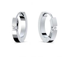 Creolen klein Silber 925 mit Zirkonia (Diamant Ersatz) für Damen inkl. Luxusetui + Creole breit klappbar kleine Ohrstecker zum klappen Kreolen Modeschmuck Ohrhänger FF149-0 SS925ZIFA