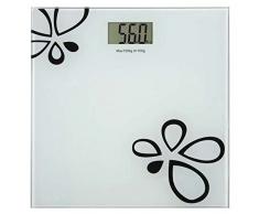 EMOS EV105 TY6108 Digitale Personenwaage/Waage/Gewichtswaage/Körperwaage, Digitalwaage aus Sicherheitsglas, Tragkraft 0-180kg, LCD-Anzeige, Auto On/Off, Batterie mitgeliefert, 3 V, Weiß