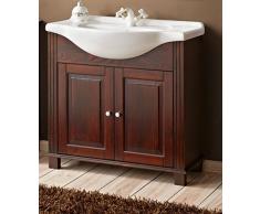 Badmöbel RETRO 85 mit Waschbecken MASSIVHOLZ BRAUN verschiedene Kombinationen (Waschbecken Waschbeckenunterschrank)