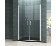 Duschkabine Duschtür Rahmenlos Nischentür Doppel Pendeltür Duschabtrennung 100x195cm | 6mm ESG Sicherheitsglas