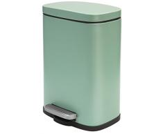 Spirella Kosmetikeimer 5 Liter Edelstahl mit Absenkautomatik und Inneneimer Akira Badezimmer Mülleimer Softclose Abfalleimer grün matt