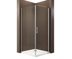 Duschabtrennung EX416S-Kombi 6mm ESG-Sicherheitsglas Nano Drehtür Dusche mit Hebe-Senk-Mechanismus, Maße Duschkabine:80x80cm, Duschtasse:Ohne Duschtasse