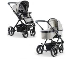 Moon 2019 | City Kombikinderwagen SCALA | inkl. Sportsitz und große Alu-Komfortwanne | inkl. Universaladapter für Babyschale und Regenverdeck | stone panama | 63870200-801