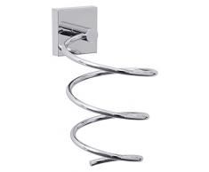 Tesa ekkro Föhnhalter (verchromt, spiralförmig, inkl. Klebelösung, hohe Haltekraft (bis 6kg), 155mm x 100mm x 135mm)