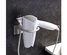 ZUNTO Haartrocknerhalter Ohne Bohren Selbstklebend Fönhalter gebürstetem Edelstahl Fönhalterung mit Kabelhalter