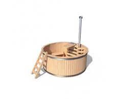 ISIDOR Badezuber Badefass Badetonne Badebottich Pool Outdoor Hot Tub Whirlpool Komplettset mit Deckel und Zubehör optional (Ø240cm mit Leiter)