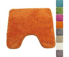 PROHEIM WC-Vorleger Lasalle mit Ausschnitt 45 x 50 cm orange - Rutschfester Badteppich - Weicher und Kuscheliger Hochflor Badvorleger - 1200g/m² ÖkoTex100 Maschinenwaschbar