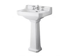 Hudson Reed Standwaschbecken Mote - Sockel-Waschbecken aus Keramik - 3-Loch Säulenwaschbecken Waschplatz für Badezimmer - 905 mm x 595 mm x 470 mm