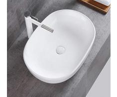 1x Keramikwaschbecken oval groß Aufsatz Waschbecken Keramik 49x35x13,5cm