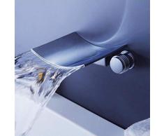 Split-Becken Wasserhahn heißer und kalter Vollkupfer Wand-Unterputz-Wasserfall-Waschtisch Doppelwaschtisch aus Kupfer , B