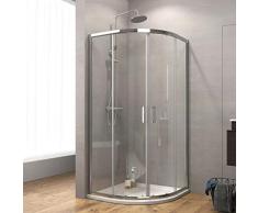 Safeni Duschkabine 90x90cm Viertelkreis Duschkabine Runddusche Schiebetür mit 6mm Nano-Beschichtung ESG klares Sicherheitsglas Duschwand Höhe 195cm(Ohne Duschtasse)