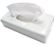 Blanc HYGIENIC Kosmetiktuchspender Futura in Edelstahl & Weiß, Füllkapazität: 60 Blatt, für Wandmontage geeignet, Spender für Kosmetiktücher - Weiß