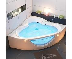 Tronitechnik Whirlpool Badewanne Santorini weiß 150cm x 150cm mit Heizung, Hydromassage und Farblichtherapie