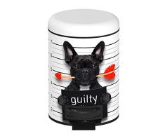 Wenko 22736100 Kosmetik Treteimer Guilty Dog - Kosmetikeimer, Mülleimer mit Tretmechanismus, Fassungsvermögen 3 L, Stahl, 17 x 25 x 22,5 cm