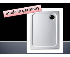 KOMPLETT-PAKET: Duschwanne 90 x 70 cm superflach 2,5 cm weiß Dusche mit GERADER UNTERSEITE Acryl + Styroporträger/Wannenträger + Ablaufgarnitur chrom DN 90