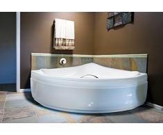 EXCLUSIVE LINE® Eckbadewanne Eckige Acryl Badewanne EVA 134x134 cm mit Schürze Ablaufgarnitur Komplettset