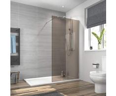 EMKE Meykoers Walk in Duschwand 70x200cm, Walk-in Dusche Duschabtrennung Duschtrennwand aus 8mm ESG-Sicherheitsglas mit Nano-Beschichtung - Braunglas