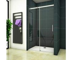 120x195 Duschabtrennung Duschwand Dusche Schiebetür Nischentür 6mm Klarglas ohne Duschtasse