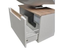 Held Möbel 316.3022 Siena Unterbeckenschrank 1 Metallauszug, 60 x 40 x 35 cm, Hochglanz-weiß Eiche-Sonoma