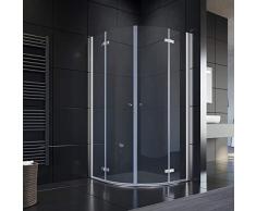 SONNI Duschkabine Runddusche Drehfalttür Viertelkreis-Dusche 90x90x195 cm