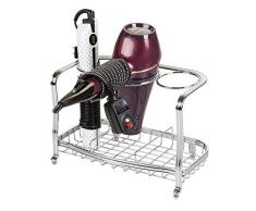 mDesign Fönhalter ohne Bohren – freistehendes Regal zur Fön Aufbewahrung im Bad – optimaler Badorganizer für Lockenstab, Glätteisen und Bürste – silberfarben