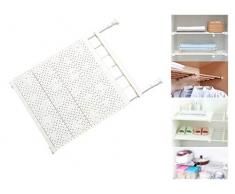 Oakno erweiterbarer Kleiderschrank, Teleskop, verstellbarer Kleiderschrank, Organizer, Regal, kein Bohren, Karbonstahl, Regal für Schlafzimmer, Badezimmer, Küche, weiß, 53-90cm