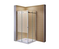 Schiebetuer Eckdusche Duschkabine Eckeinstieg mit Rollsystem aus Sicherheitsglas (ESG) 200 cm hoch #88 (90cm x 90cm)