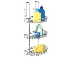 WENKO 3318810100 Badregal zum Hängen - 3 abnehmbare Ablagen, 2 Haken, Stahl, 29 x 51 x 27 cm, Chrom