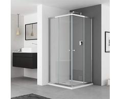 IMPTS Duschkabine 90x120 eckeinstieg mit Schiebetüren Eckkabine Duschabtrennung Duschtür Duschwand Mit 6 mm ESG Glas,185cm