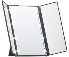 Sichler Beauty LED Spiegel: Klappbarer Schminkspiegel mit 8 LEDs und Ständer, batteriebetrieben (Tischspiegel)