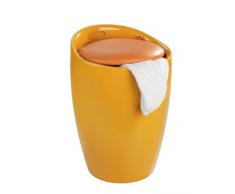 WENKO 20626100 Hocker Candy Orange - Badhocker, mit abnehmbarem Wäschesack(100 % Polyester), Kunststoff - ABS, 36 x 50.5 x 36 cm, Orange