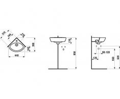 Laufen Eck-Waschtisch Laufen PRO A mittig 440x380 weiß, 8169580001041