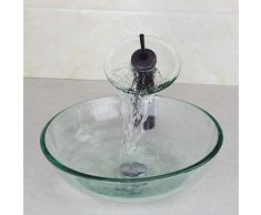 Jgophu Victory Glass Bowl Waschbecken Waschbecken Öl Eingerieben Bronze Wasserfall Wasserhahn Mit Gehärtetem Glas Waschbecken Set