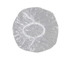 MoonyLI Einweg duschhaube-100 Stücke Durchsichtigen Kunststoff wasserdichte Duschhauben Für Frauen Spa, Heimgebrauch, Hotel und Friseursalon (Große-44 cm)