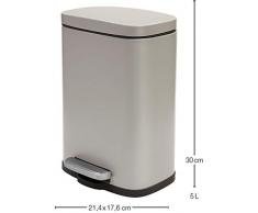 Spirella Kosmetikeimer 5 Liter Edelstahl mit Absenkautomatik und Inneneimer Akira Badezimmer Mülleimer Softclose Abfalleimer Taupe matt