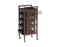 TROLLEOY Servierwagen Trolley Salon Beauty Trolley Friseur Coloring Werkzeug Aufbewahrungswagen mit Rädern & Föhnhalter (Farbe : Style-1)