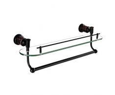 Handtuchhalter,Handtuchring,Handtuchhaken,Geschirrtuchhalter,Wandmontage,Für Bad Toilette Schwarz Kosmetikregal Wandbehang Wand Kupfer Handtuchhalter American Single Layer Glaswaschtisch (89F8), 56Cm