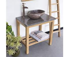 wohnfreuden Waschtisch aus Teak-Holz ✓ 75 cm hoch ✓ geschliffene Oberfläche ✓ ideal für Naturstein Aufsatzbecken ✓ Waschbecken Untergestell für WC Bad