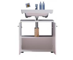 trendteam NL30101 Bad Waschbeckenunterschrank weiß Nachbildung mit weißen Hochglanz Tiefziehfronten, BxHxT 65x63x35 cm