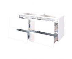 Lomadox Doppel Waschtisch-Unterschrank Waschbecken 120 Badmöbel matt weiß B/H/T: 120/56/47cm