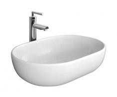 Design Keramik Oval Waschtisch Handwaschbecken Aufsatz-Waschschale 48cm x 34,5cm x 14cm FÜR BADEZIMMER GÄSTE WC Amelia 48
