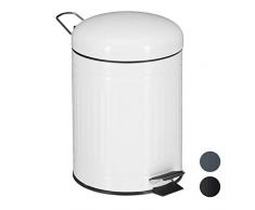 Relaxdays Treteimer 5l, Anti-Rutsch Pedal, Inneneimer mit Henkel, Bad Kosmetikeimer, Tretmülleimer, Edelstahl, weiß