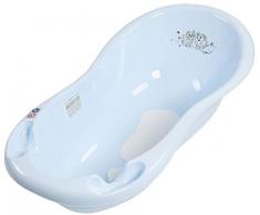 LUPPEE Ergonomische Babywanne 84cm, Badewanne Baby, Baby-Badewanne mit Stöpsel und Anti-Rutsch-Matte, Hund und Katze, Blau