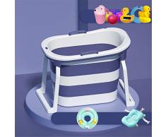 LHY BATHLEADER Babybadewanne Faltbar, Baby Badewanne Höhe Erhöhen, Babydesign Mit Schwimmring/Badematte, Reisebadewanne, Baby Badewanne Temperatur Sperren,Lila