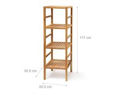 Relaxdays Badregal Holz verschiedene Größen 3-5 Ablagen Standregal aus Walnuss geölt Holzregal für natürlichen skandinavischen Stil 3,4 & 5 stöckig aus Massivholz für Bad, Küche, Flur, Sauna, braun